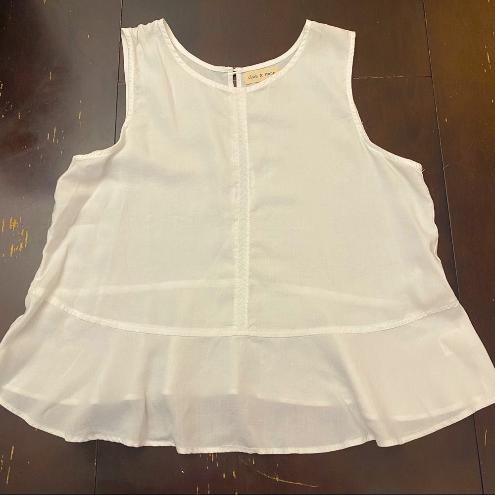 Cloth & Stone Semi Sheer White Peplum Top